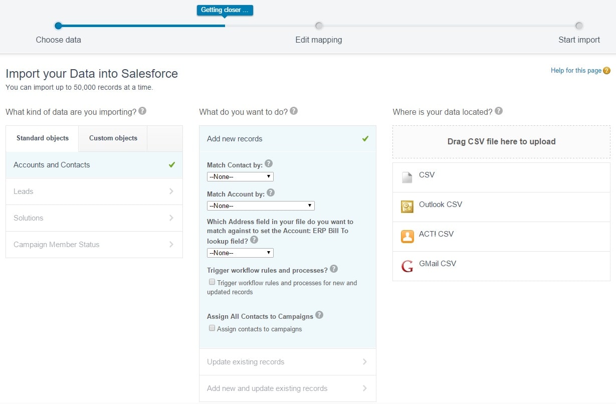 Salesforce Data Import Wizard